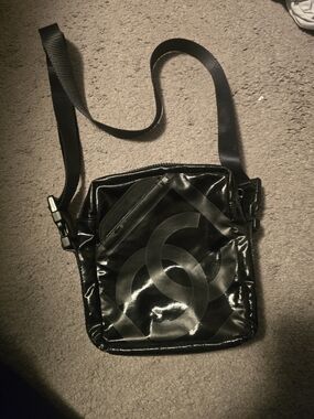 CHANEL Black Coated Nylon Sport Line CC Crossbody Bag